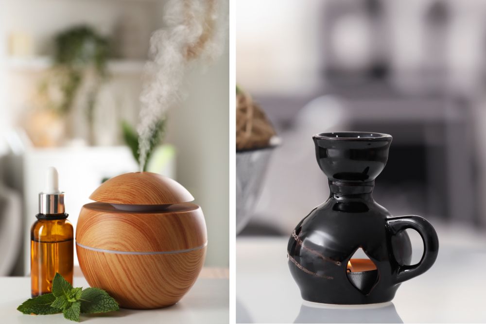 Použití esenciální oleje v aromaterapii s difuzérem